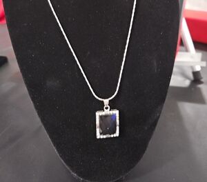 Silvertone Chain and Black Pendant